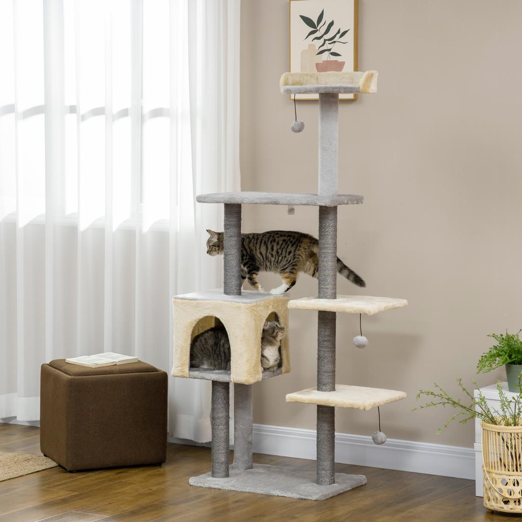156cm High Cat Scratching Post with Bed, House, and Sisal Scratching Posts