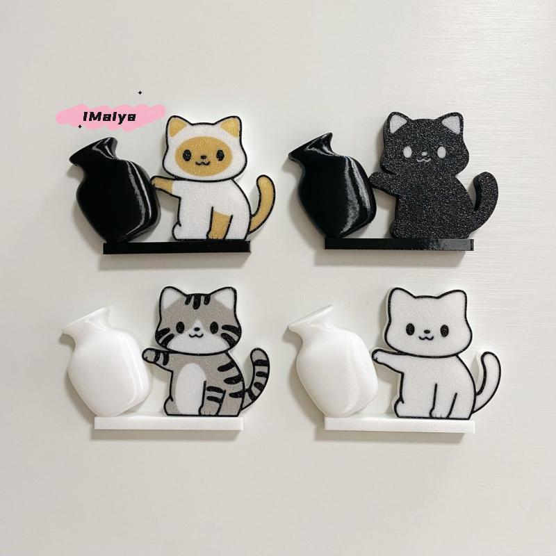 M-Cat Pushing Vase Refrigerator Magnets Home Decor Fridge Magnet Cat Whisker Collection Memorial Box Home Office Decor For Gift