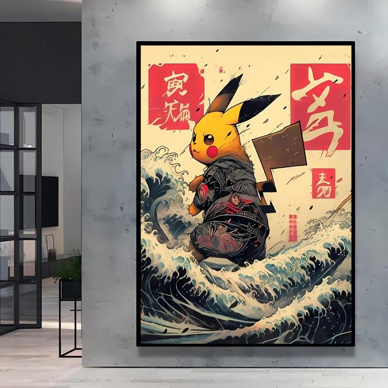Canvas Poster Pokemon Pikachu Cartoon Picture Lasting Colors Children Gifts Classic Home Living Room Walls Decorative Painting