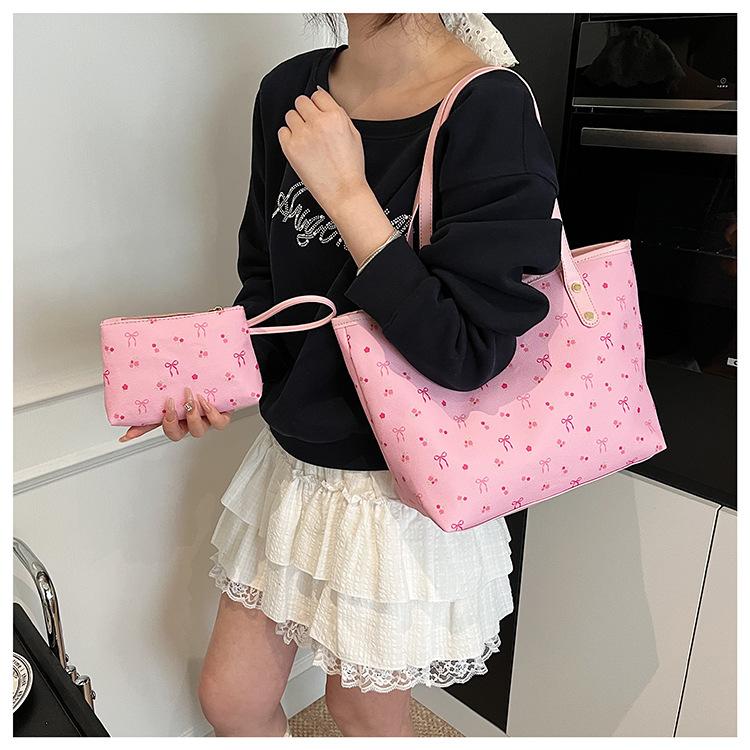 Trendy Faux Leather Tote Bag for Women, Large Capacity Shoulder Bag for College Students and Commuters, Khaki, Pink, White