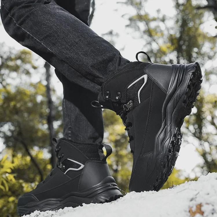 Men's Winter Waterproof Insulated Hiking Boots - Anti-Skid, Warm, Thick Velvet for Outdoor Snow Sports