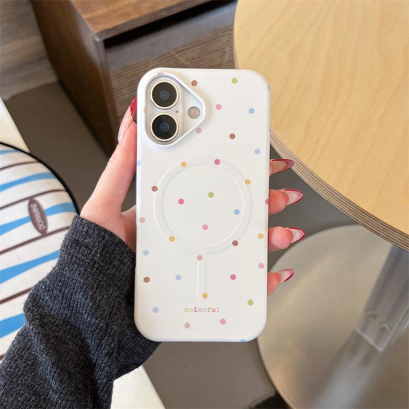 Korean Style Colorful Polka Dot Magnetic Case for iPhone 17/16 Pro Max/15 Pro