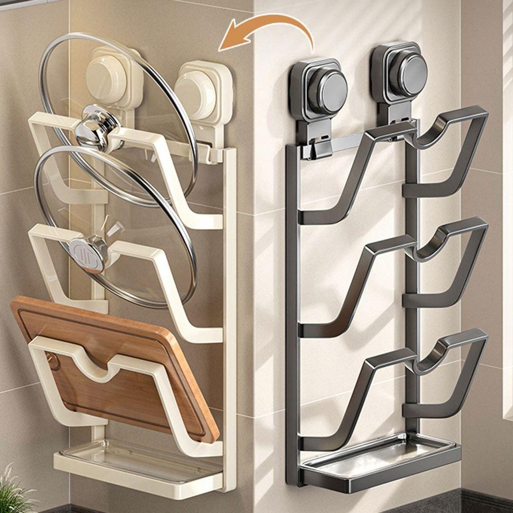 Multi-Layer Pot Lid Storage Rack Punch-Free Pot Cover Rack Pan Cover Storage Holder  for Kitchen