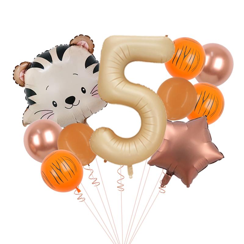 1set Wild Animal Balloon Tower with 1-9 Number Balloon for Boy Jungle Safari Birthday Party Decoration Forest Party Supplies