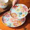 Piatti in Ceramica con Fiori Creativi Piatto da Bistecca per Ristoranti di Lusso Ciotole Deliziose per Ramen per la Casa Stoviglie Rotonde Raffinate