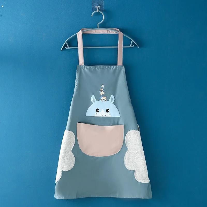 Farbe Zufällig Haushalts-Handabwischschürze Küche Wasserdicht und Ölfest Kochlatzhose Cartoon-Druck Schürzenband-Design