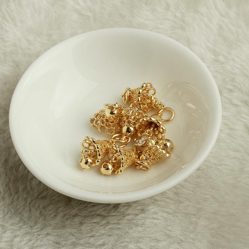 14K Gold Filled Zircon Crown Tassel Pendant Charm for DIY Jewelry.