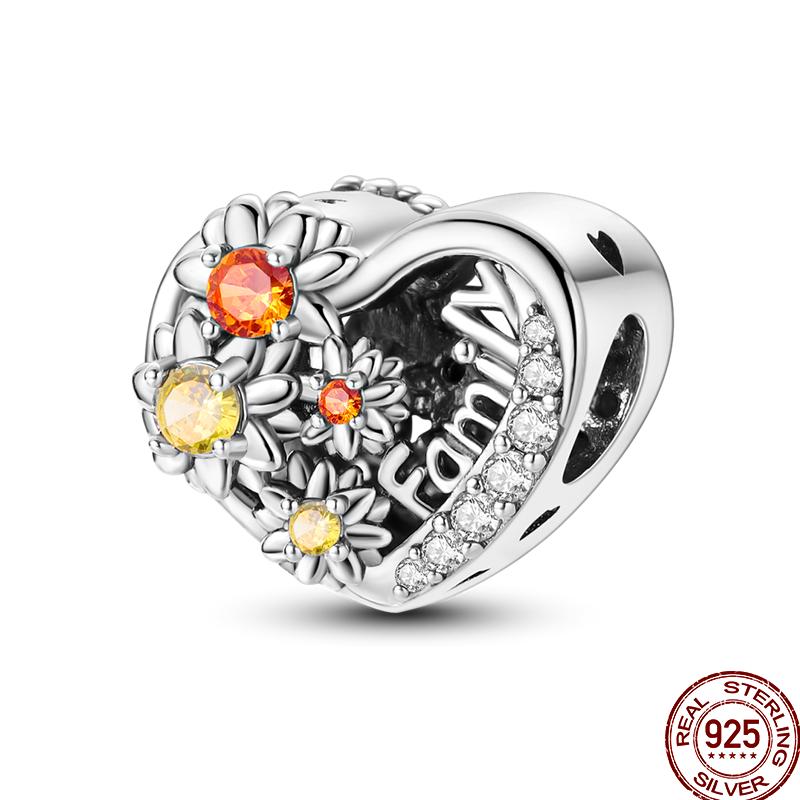 Copper Shiny Zircon Classic Classical Flower Series Charm Beads Suitable Fit 3Mm Original Charm Bracelet