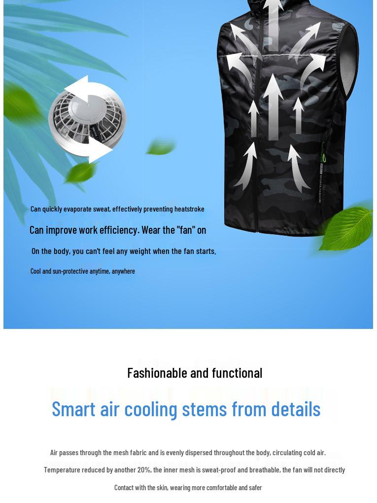 Men's Summer Cooling Vest with Fan: Outdoor Sun Protection, Sweat Absorption, Heatstroke Prevention, and Heat Dissipation.