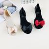 Fashion Bow Jelly Flats Women'S Flat Pvc Fish Mouth Sandals