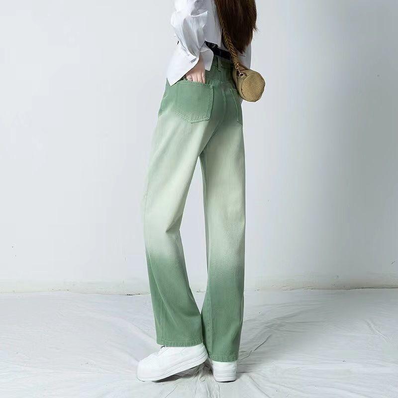 

Весна 2022, женская мода, высокая талия, зеленые женские широкие джинсы, мешковатые женские джинсовые капри, брюки, джинсовые брюки для мамы XL зелёный