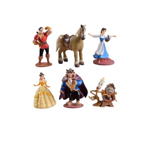 Belle en het Beest Beeldjes Set van 6, 10-12 cm Hars Verzamelaar Beeldjes, Prachtig Cadeau