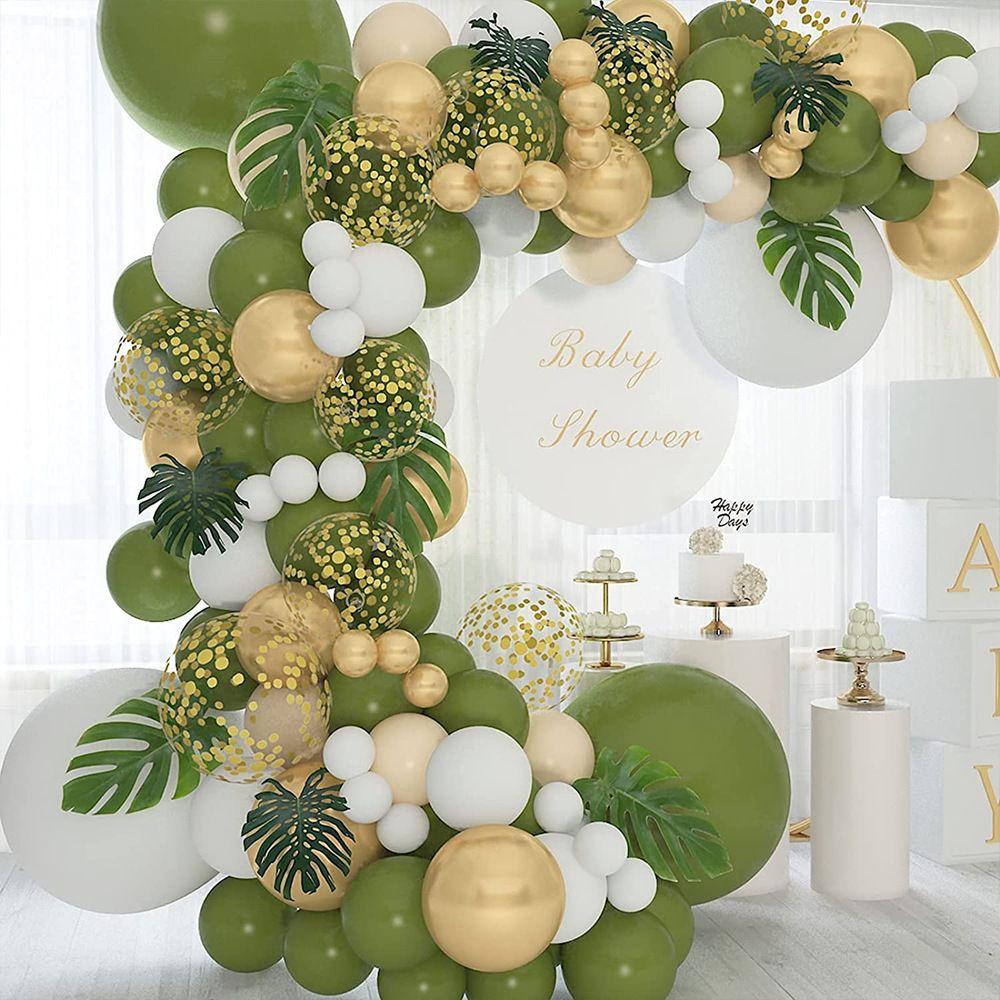 Olive Green Balloon Set Wreath Leaf Arch Birthday Party Decor Backdrop