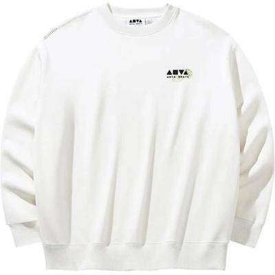 Anta Comfortable Casual Round Neck Pullover Loose Simple Sweatshirt Unisex Sweatshirt Ivory 172448704N-1