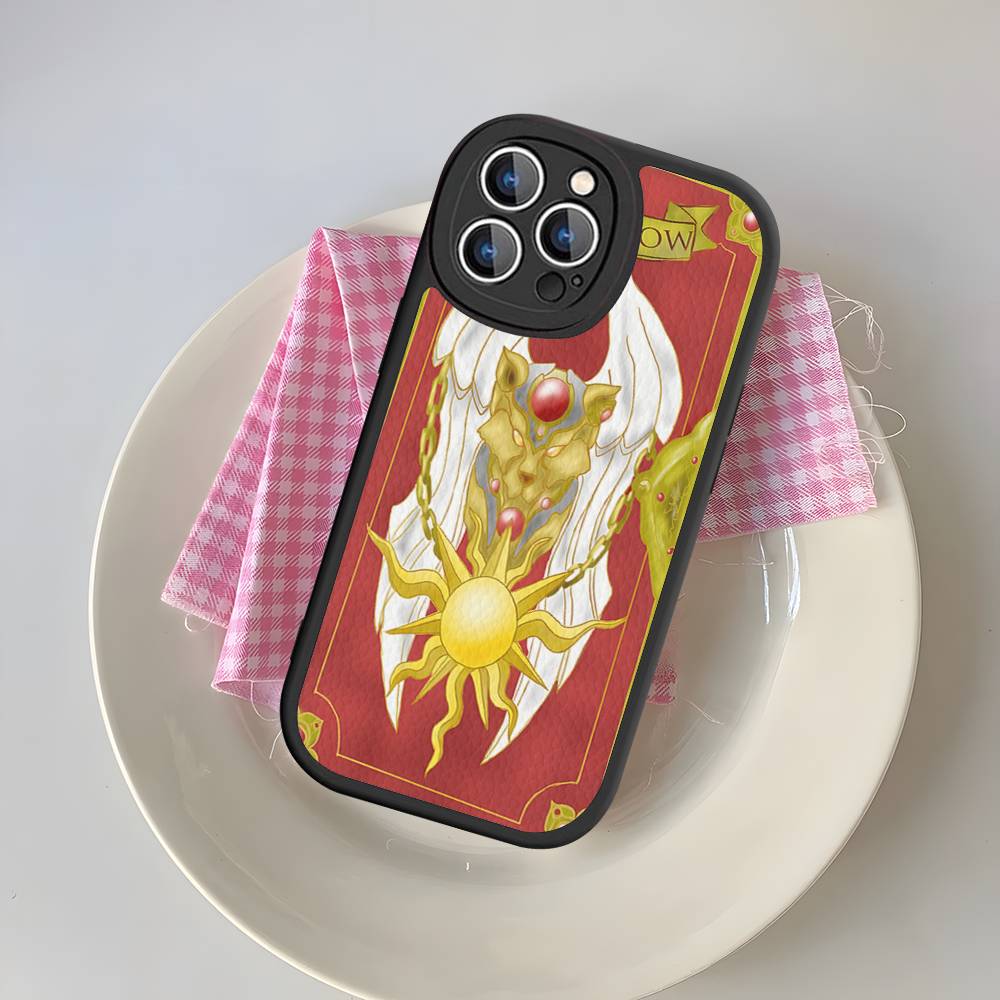 Anime C-CardcaptorS S-Sakura Leather Phone Case For IPhone 16 16e 15 14 13 12 11 Pro Max Plus Mini Cover