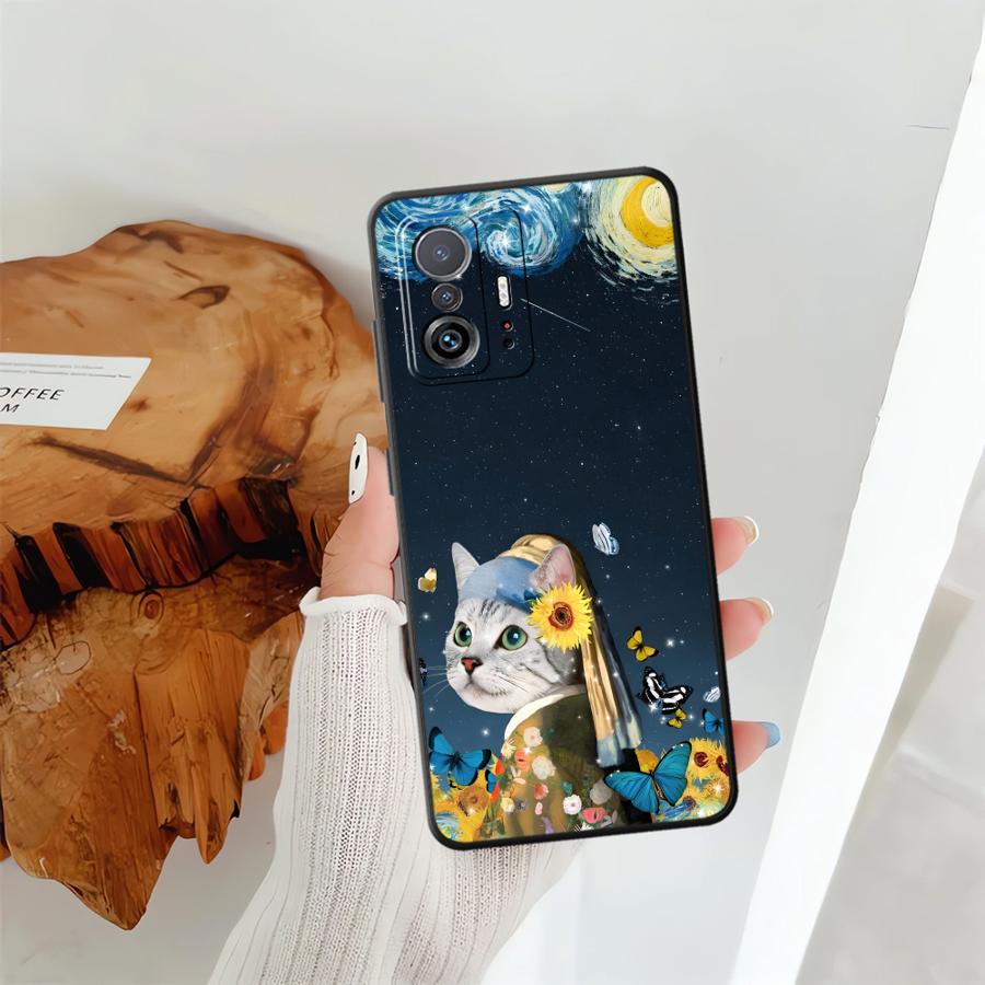 Cute Cartoon Cat Funda Phone Cover Case for Xiaomi Mi 10T 11T 12T Pro 12 11 12X 13 Lite 14