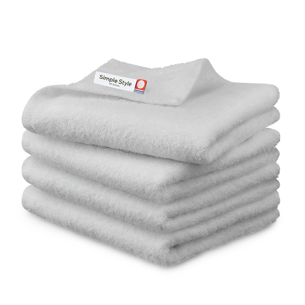 Iris Ohyama Imabari Towel Certified Face Light Set of Simple Lightweight and Thin Soft and Gentle Made in Hotel Bath Imabari Towel Towel, Gray, 4,