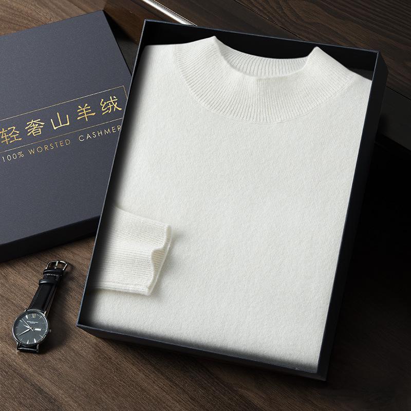 Seamless Men's Cashmere Half-Neck Sweater for Autumn/Winter - Versatile Knitwear