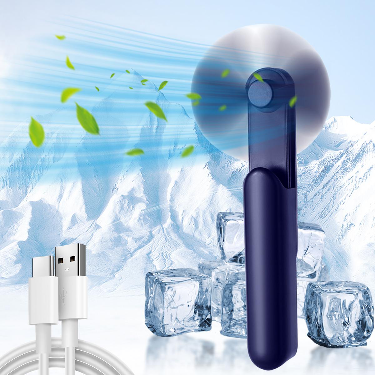 Handheld Small Fan, Portable Portable Mini, Expandable USB Charging Fan, Silent Office Desktop синий