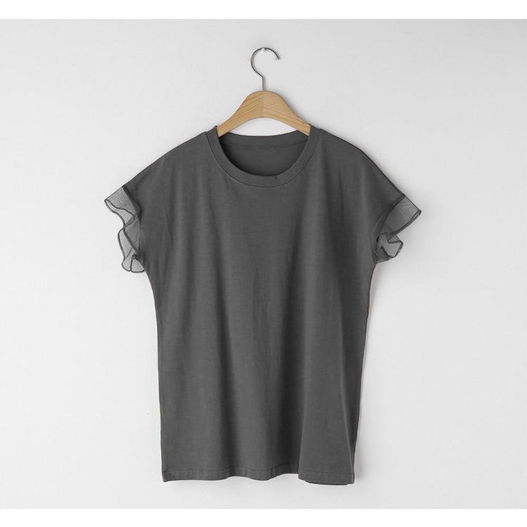 

Новая летняя женская сетчатая футболка с круглым вырезом и рукавами в виде листьев лотоса, однотонная женская футболка L