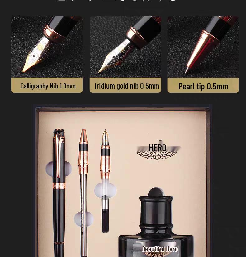 Hero 849 Multi-Purpose Calligraphy Gift Set: High-Grade Fountain Pen for Business, Office, and Writing Practice, Ideal for Men and Women.
