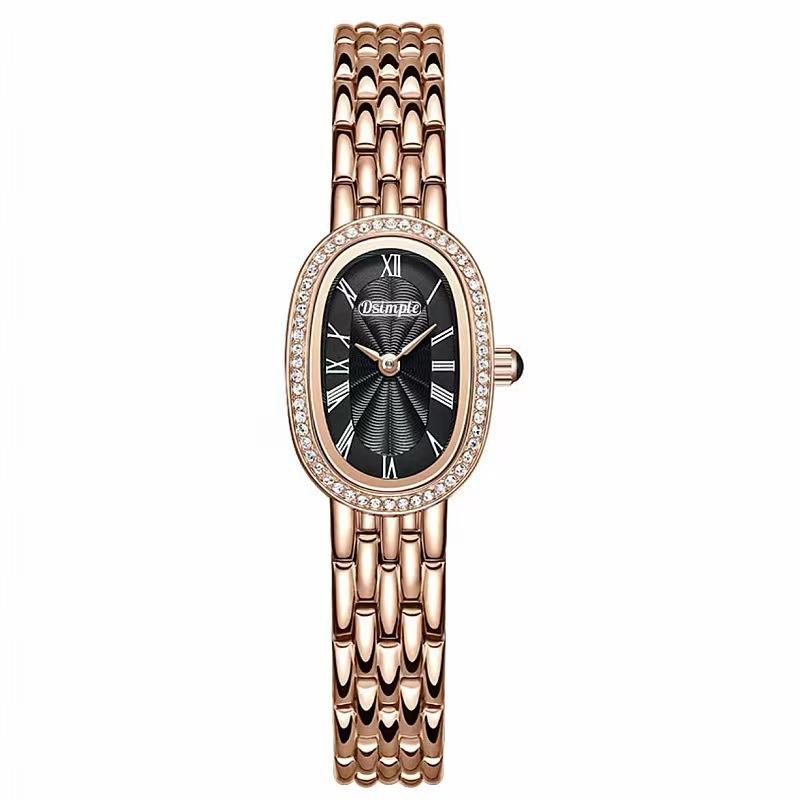 Dsimple Luxury Fashion Diamond-Encrusted Ladies Watch Temperament Ladies Stainless Steel Quartz Watch Steel Belt Women S Watch