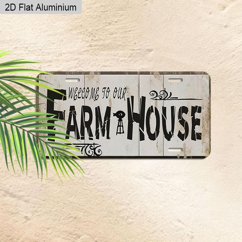 2D Flat 1pc Vintage Metal Aluminum Sign Decoration | Welcome To Our Farmhouse, 12'' × 6'' Retro Sign, Outdoor Plaque & Wall Art for Farmhouse, Porch