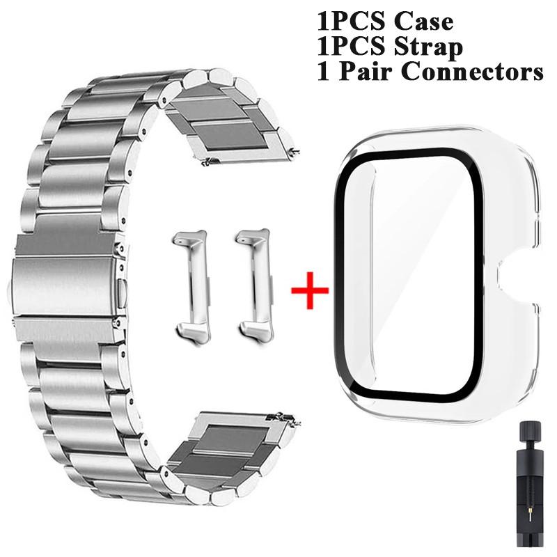 

Чехол + Металлический ремешок для часов из нержавеющей стали для Vivo Watch GT IQOO Watch GT Смарт-часы Браслет Аксессуары Коннектор Vivo Watch GT серебряный/чистый