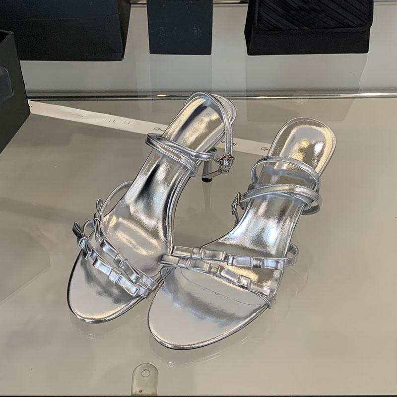 Fashion Fashion Round Toe Footwear Ladies Thin Heels Sandals Shoes Luxury Female Butterfly-Knot Elegant Women Heeled Sandals Shoes