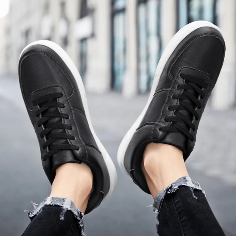 Men's Women's Sneakers High Quality Leather Casual Shoes Fashion Skateboard Shoes Lace Up Vulcanized Shoes Couple Tenis Sneakers