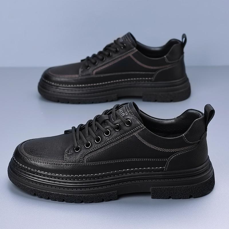 Fashion Casual Platform Leather Mens Vulcanized Shoes Fashion Outdoor Sneakers Antiskid Driving Tennis Running Trainers Business Shoes