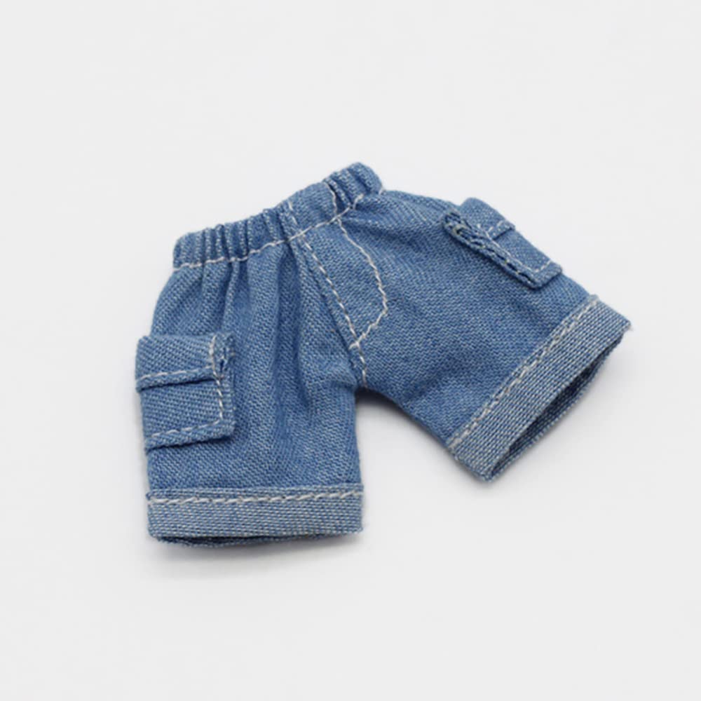 Niannyyhouse OB11 Size Obitsu Doll 11cm Body Cowboy Shorts Long Vest Pocket Cargo Pants Doll Clothes 112 BJD Doll Clothes (long, Blue)