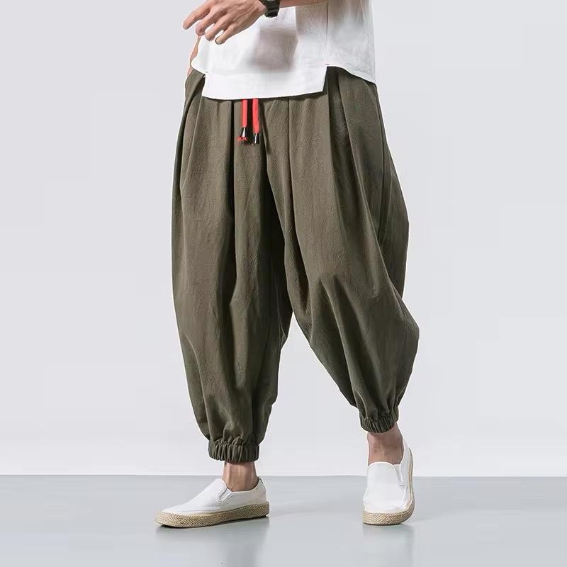 2024 Men's Wide-Leg Harem Bloomers: New Style Loose-Fit Nine-Point Casual Pants