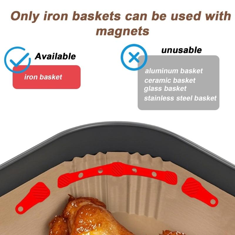 Portable Silicone Magnet Holder for Air Fryers Baking Paper Fixing Magnetic Clip Heat Proof for Cooking Enthusiasts