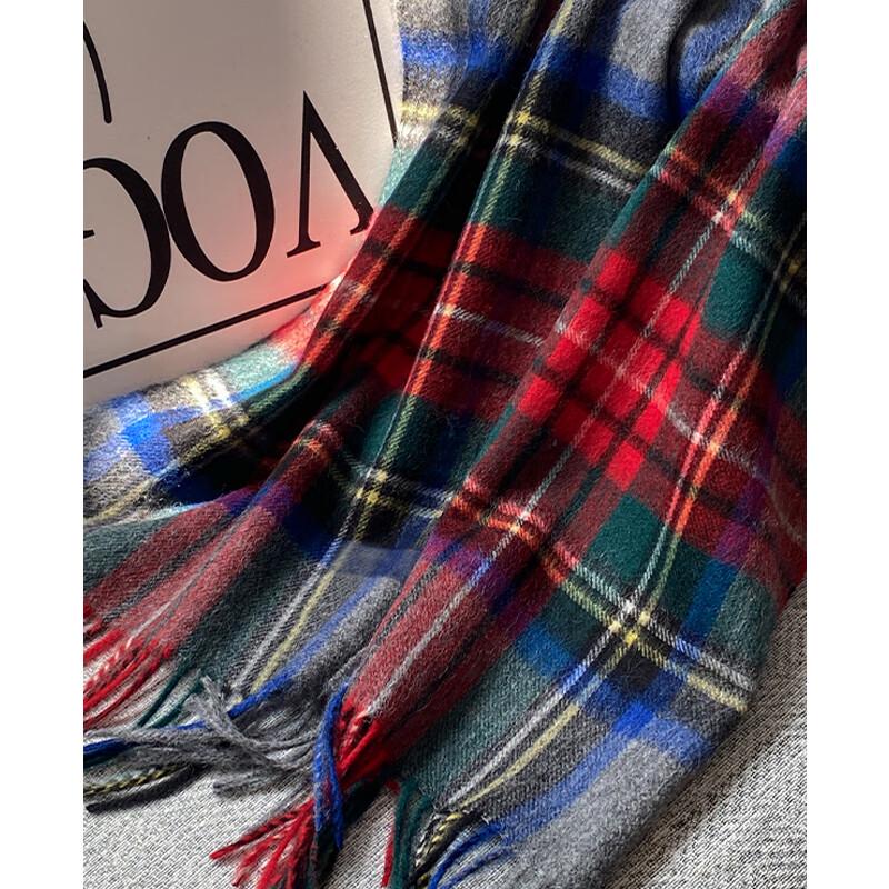 VICTORIA&VERA Women's British Plaid Color-Block Tassel Wool Scarf