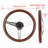 Volante Retrò Classico Effetto Legno 350mm Argento 3 Raggi Foro Tondo Staffa Volante da Corsa con Linee Gialle