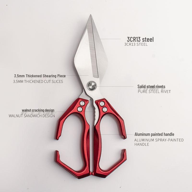 Guanglong Stainless Steel Kitchen Shears for Cutting Chicken, Duck, Goose Bones - Large, Sharp, and Strong.