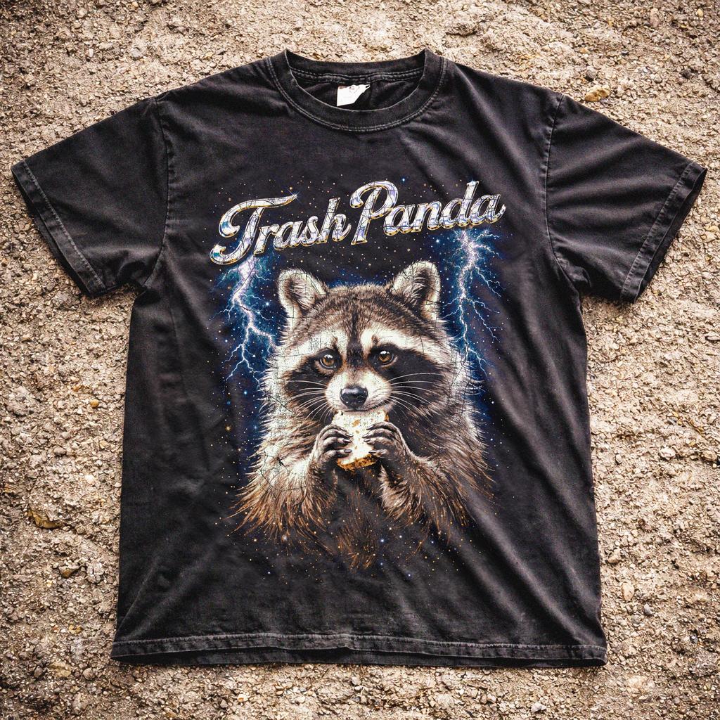 Comfort Colors Trash Panda Shirt Vintage Rock Tee, Raccoon Lightning Gift, Funny Raccoon Graphic T-Shirt, Retro Concert Comfort Colors Top