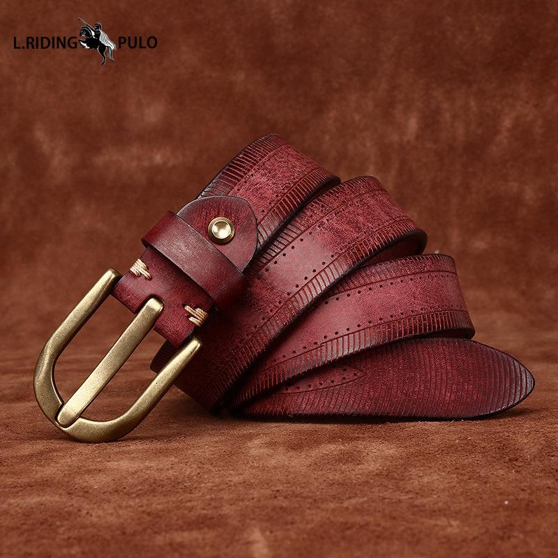 Retro Washed Top Layer Cowhide Belt Men's Genuine Leather Pin Buckle Casual Denim Men's Belt