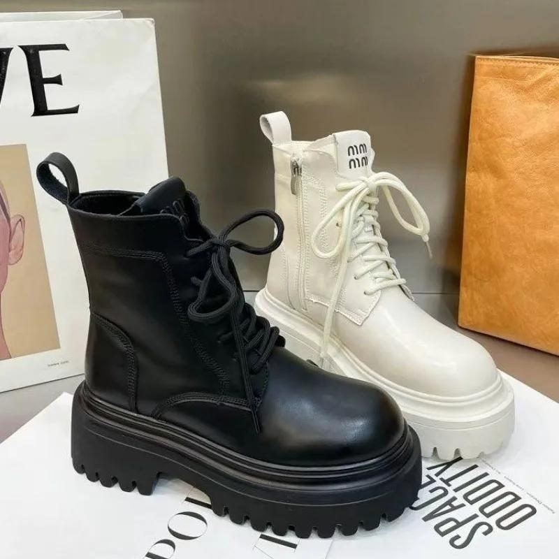 Женские ботинки на толстой подошве в британском стиле — фото 3