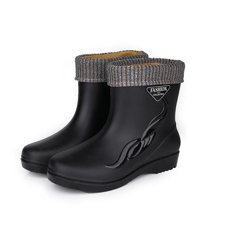 Water shoes medium and short tube waterproof rain shoes women's new adult warm and non-slip middle-aged and elderly rain boots