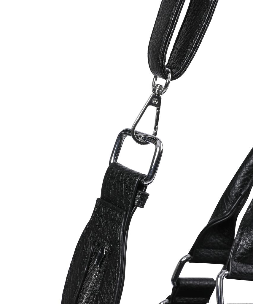 Mucent Kor Front Double Belted Leather Tote Bag Unisex