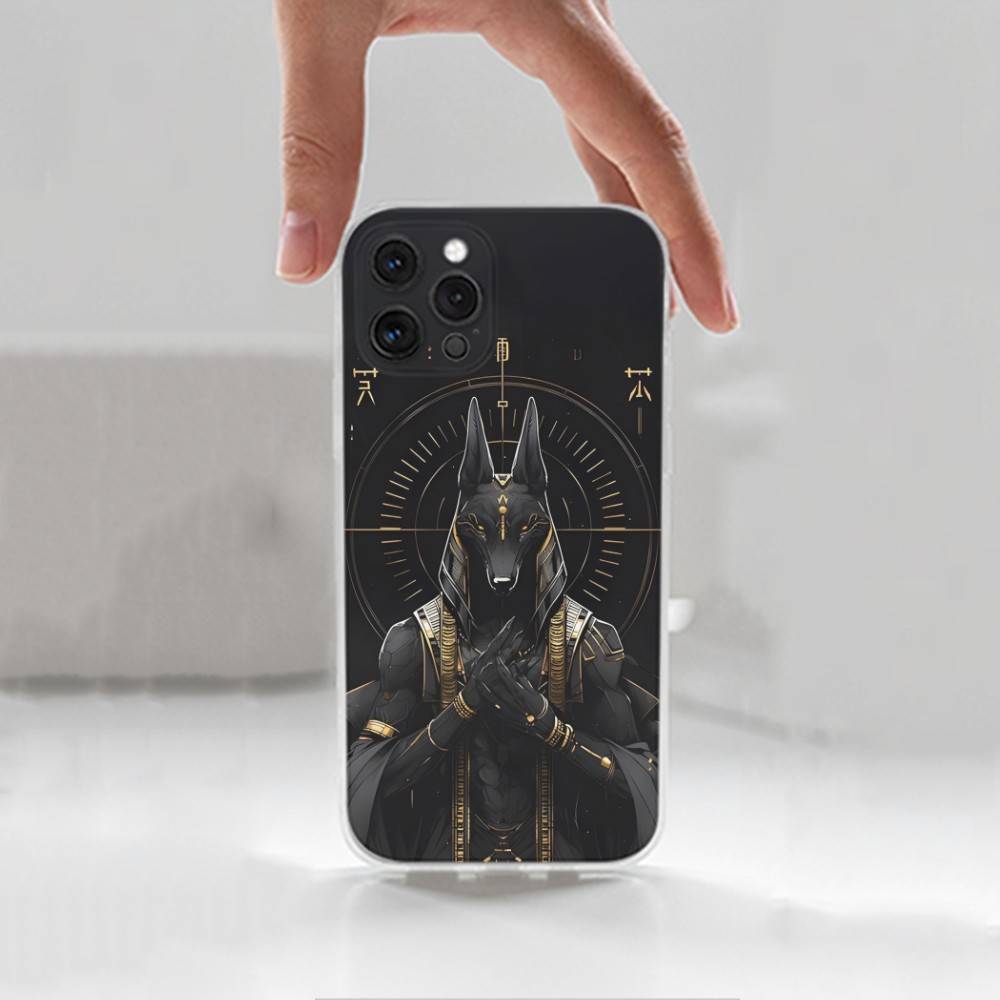 Anubis Egyptian God Phone Case For iPhone 16,15,14,17,13,12,11 Plus,Pro,Max,XR,XS,X,7,8 Plus,SE,Mini,Transparent,Silicone Case