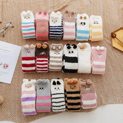 Winter Women'S Coral Fleece Knee Socks Japanese Cute Cartoon Thickened Long Tube Home Floor Socks Women'S Socks