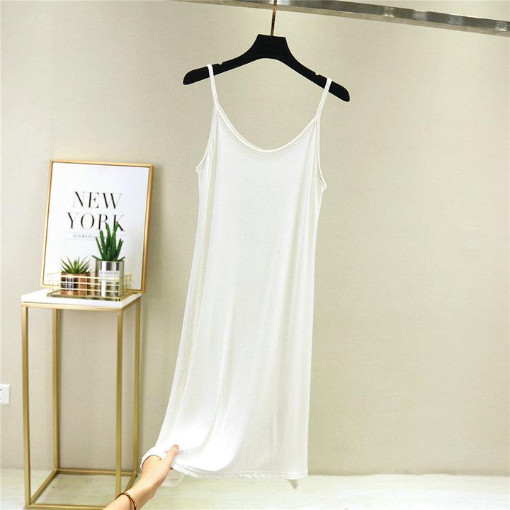 Women's Sleeveless Modal Cotton Slimming Midi Dress - Plus Size, Summer Round Neck Layer Slip