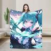 Hatsunes Mikus Kawaii Girl Fleece Throw Blankets Anime Blanket for Home Office Super Warm Plush Thin Quilt,