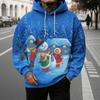 Men's Christmas Snowman 3D Print Hoodie, Festive Winter Design hooded, Long Sleeve Hooded Style, Seasonal Holiday Casual Wear