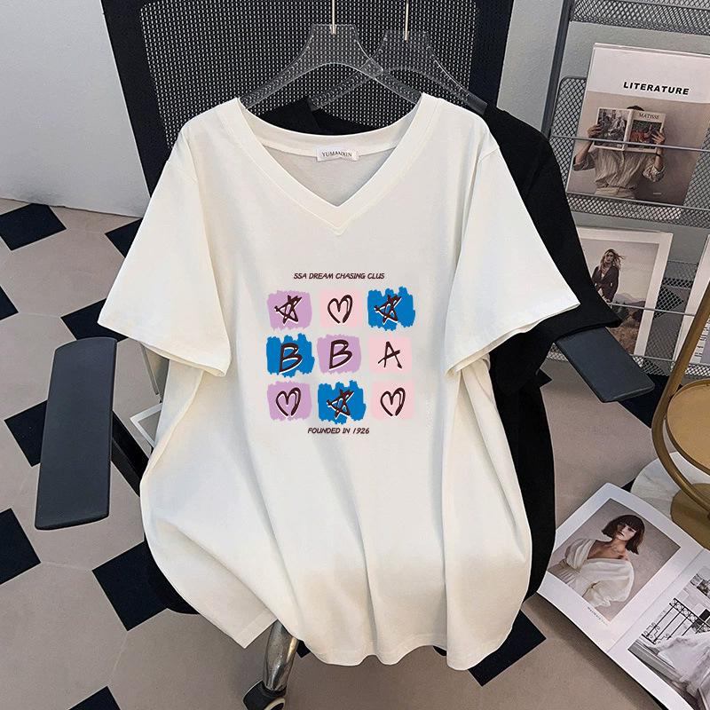 

Женская облегающая футболка большого размера с V-образным вырезом, средней длины, с коротким рукавом 5XL чёрный