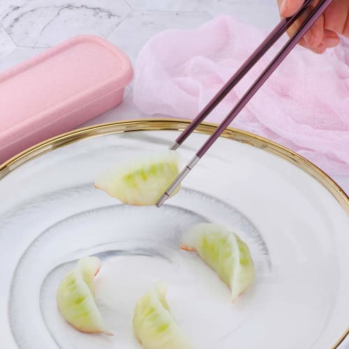 Do Buy Trio Set: Chopsticks, Spoon, and Fork, 3-Piece Set, Made of 18-8 Stainless Steel with a Stylish Wheat Container, 23cm Laser Chopsticks, Titaniu