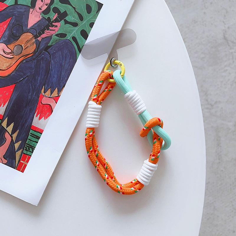 For Ip 15 14 Pro Max Samsung Flip 4 Coloful Rope Chain Korean Mobile Phone Cute Knot Portable Anti-Loss Hand Bracelet Chain